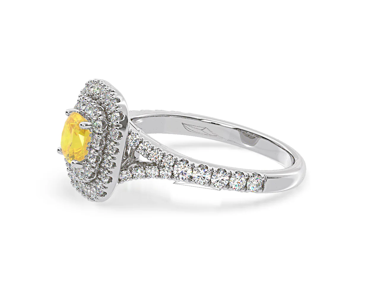 Anastasia Yellow Lab Diamond 1.30ct Halo Ring in Platinum - Elara Collection - Image 25
