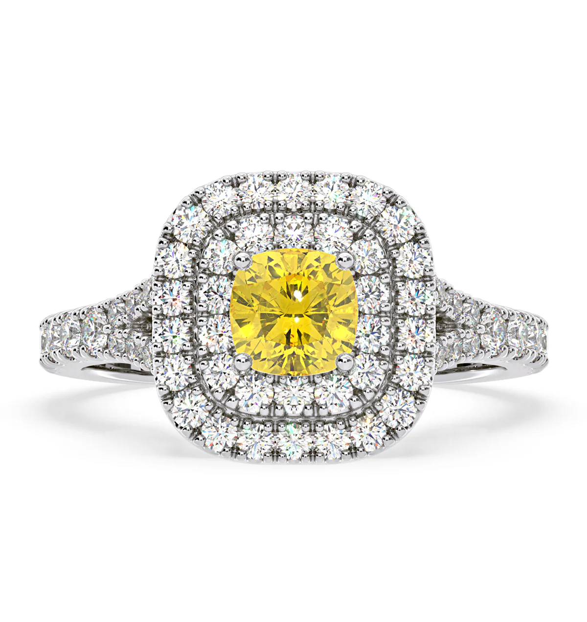 Anastasia Yellow Lab Diamond 1.30ct Halo Ring in Platinum - Elara Collection - Image 3