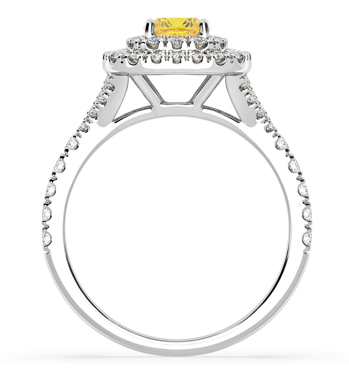 Anastasia Yellow Lab Diamond 1.30ct Halo Ring in Platinum - Elara Collection - Image 5