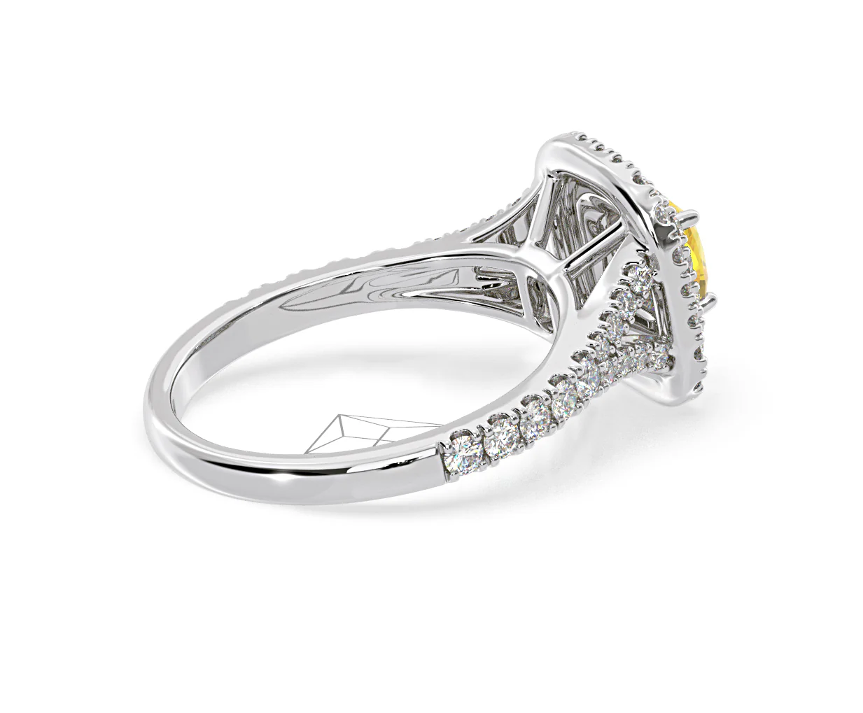 Anastasia Yellow Lab Diamond 1.30ct Halo Ring in Platinum - Elara Collection - Image 63