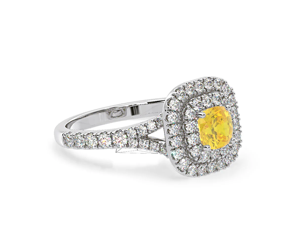 Anastasia Yellow Lab Diamond 1.30ct Halo Ring in Platinum - Elara Collection - Image 80