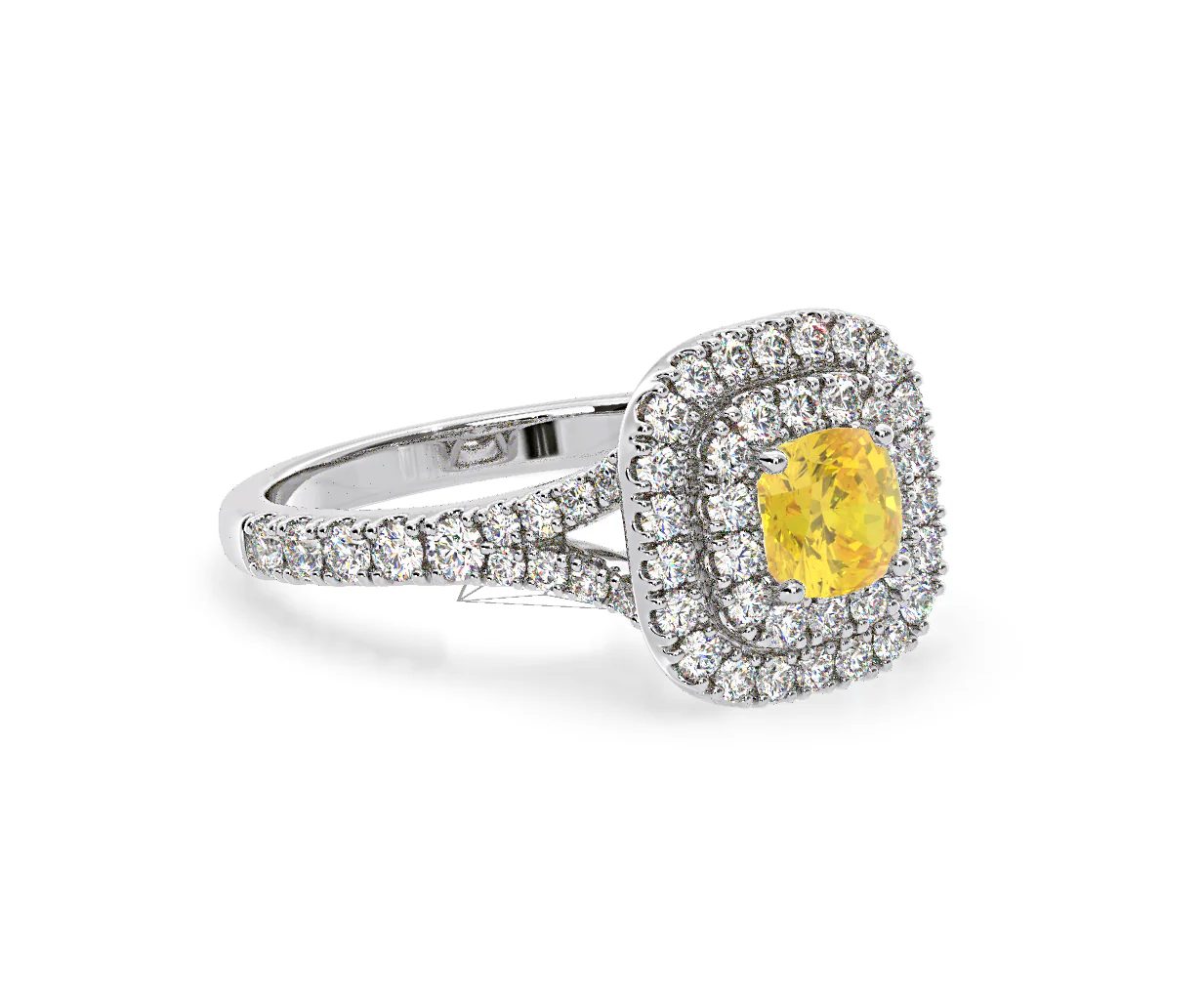 Anastasia Yellow Lab Diamond 1.30ct Halo Ring in Platinum - Elara Collection - Image 81