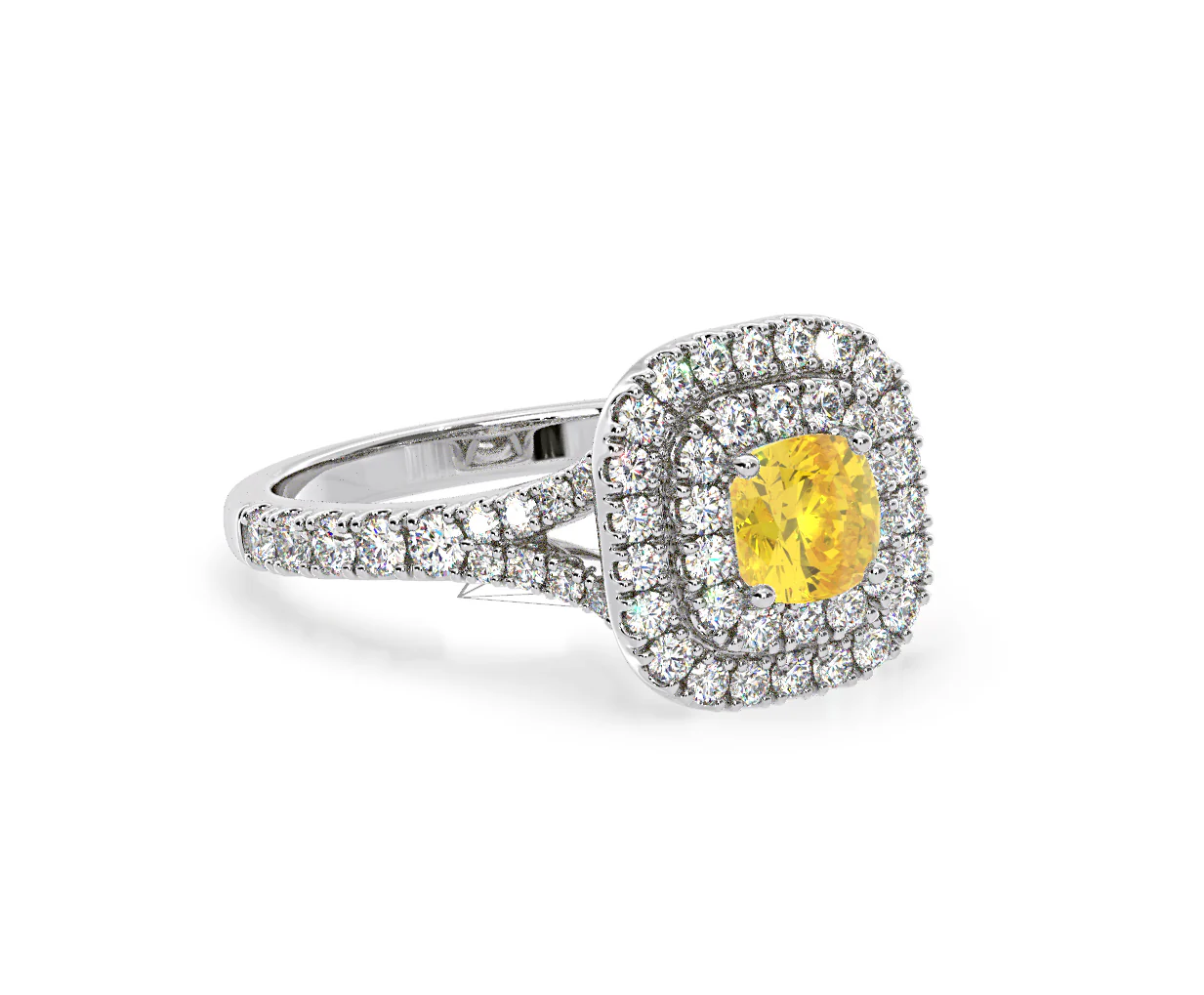 Anastasia Yellow Lab Diamond 1.30ct Halo Ring in Platinum - Elara Collection - Image 82