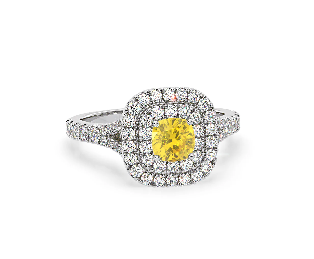 Anastasia Yellow Lab Diamond 1.30ct Halo Ring in Platinum - Elara Collection - Image 87