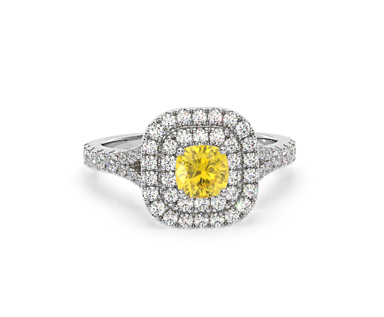 Anastasia Yellow Lab Diamond 1.30ct Halo Ring in Platinum - Elara Collection - Image 88