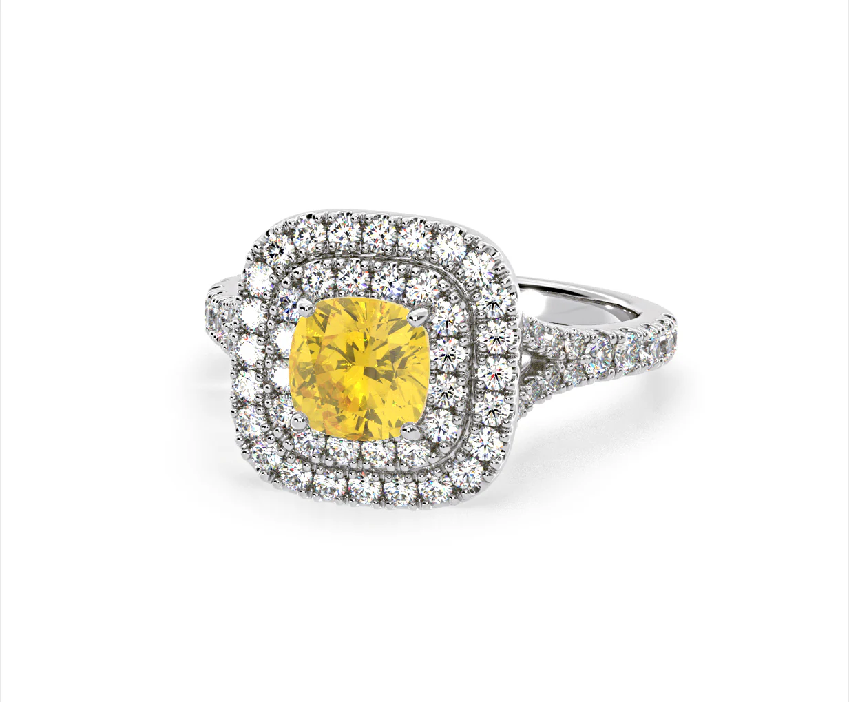 Anastasia Yellow Lab Diamond 1.65ct Halo Ring in 18K White Gold - Elara Collection - Image 13