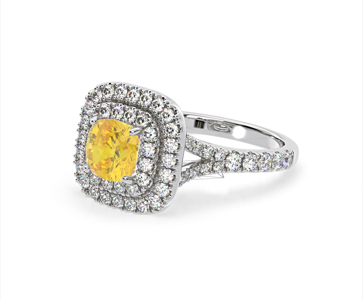 Anastasia Yellow Lab Diamond 1.65ct Halo Ring in 18K White Gold - Elara Collection - Image 18