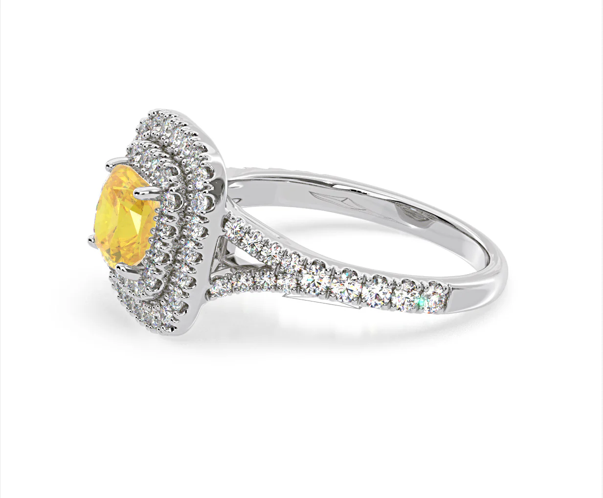 Anastasia Yellow Lab Diamond 1.65ct Halo Ring in 18K White Gold - Elara Collection - Image 25