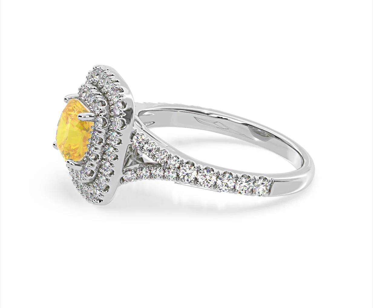 Anastasia Yellow Lab Diamond 1.65ct Halo Ring in 18K White Gold - Elara Collection - Image 26