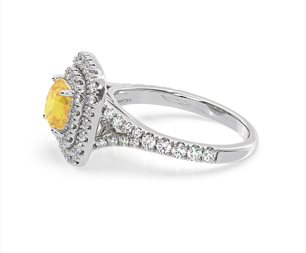 Anastasia Yellow Lab Diamond 1.65ct Halo Ring in 18K White Gold - Elara Collection - Image 27