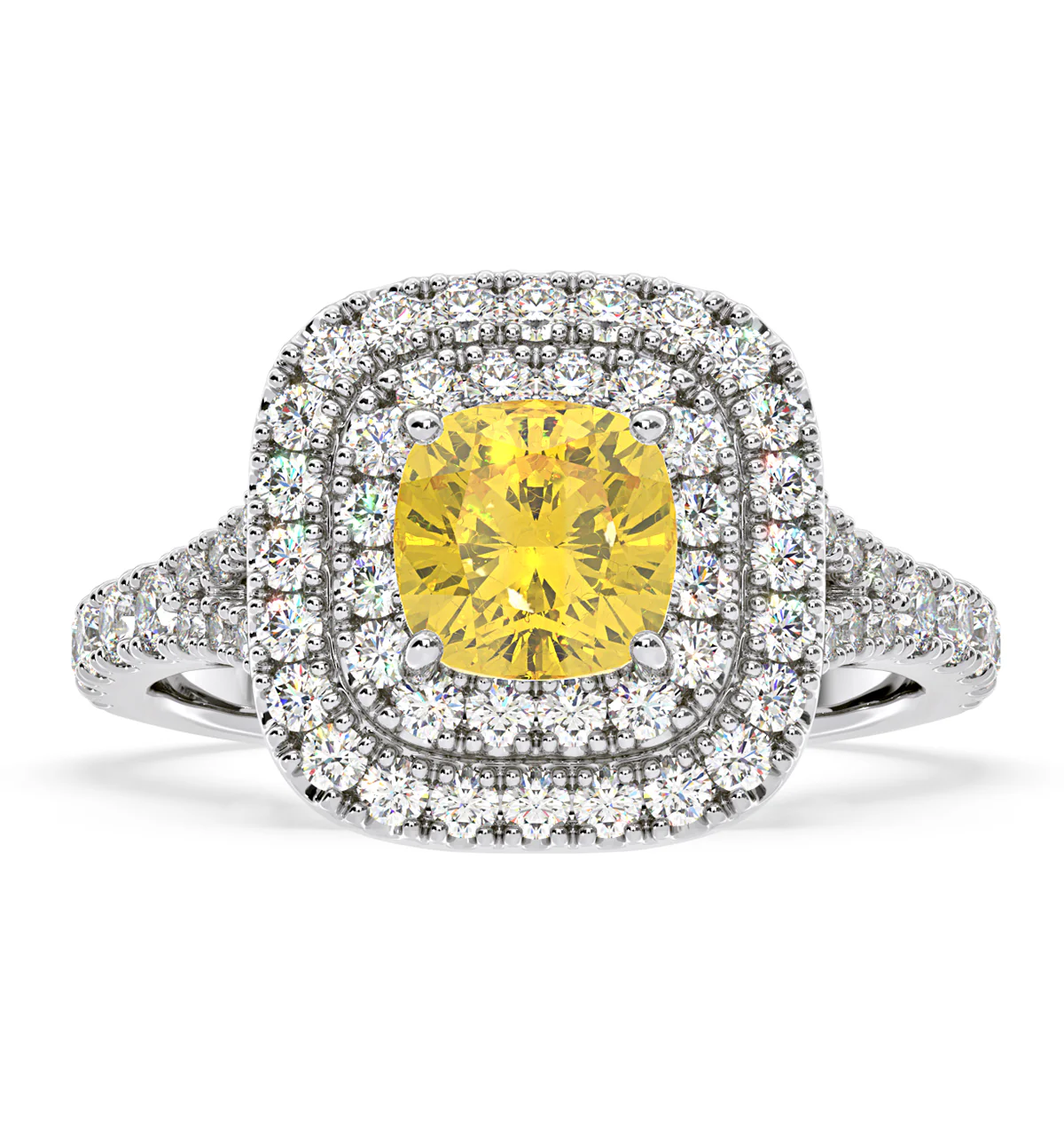 Anastasia Yellow Lab Diamond 1.65ct Halo Ring in 18K White Gold - Elara Collection - Image 3
