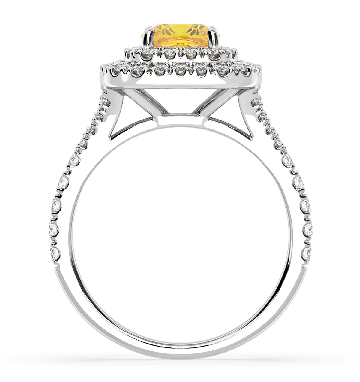 Anastasia Yellow Lab Diamond 1.65ct Halo Ring in 18K White Gold - Elara Collection - Image 5