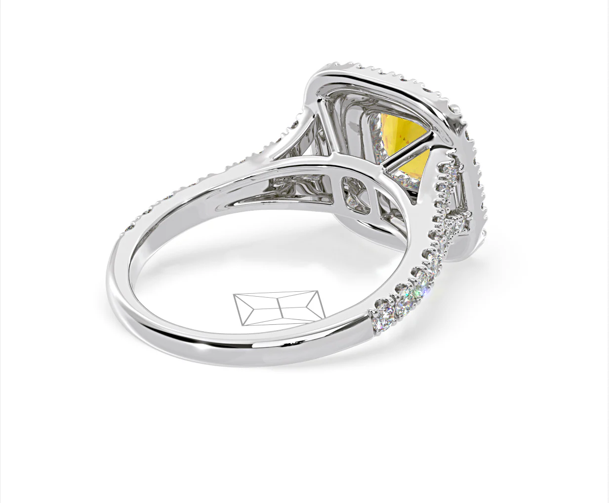 Anastasia Yellow Lab Diamond 1.65ct Halo Ring in 18K White Gold - Elara Collection - Image 58