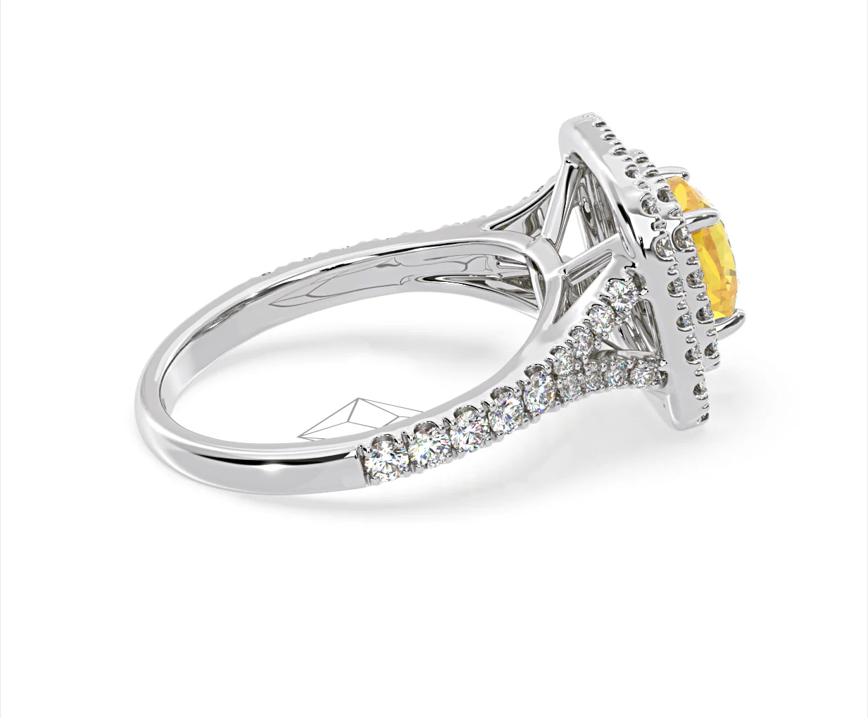 Anastasia Yellow Lab Diamond 1.65ct Halo Ring in 18K White Gold - Elara Collection - Image 66