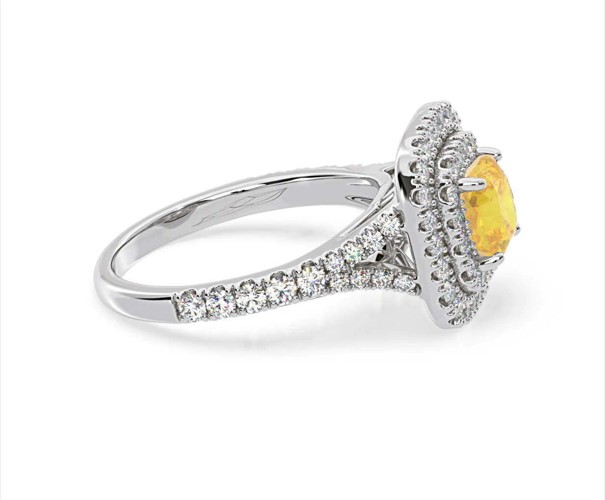 Anastasia Yellow Lab Diamond 1.65ct Halo Ring in 18K White Gold - Elara Collection - Image 72