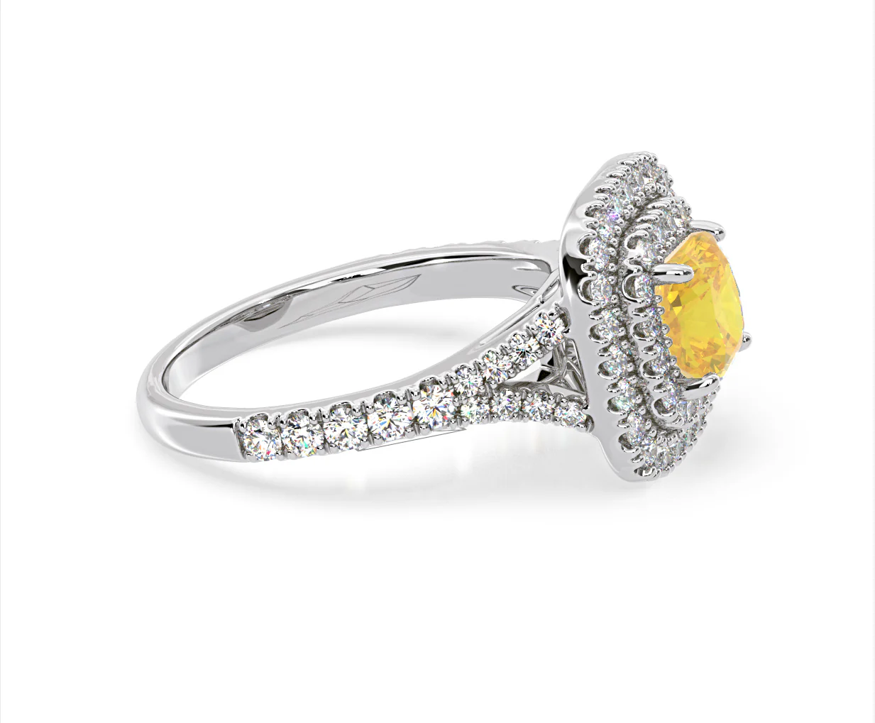 Anastasia Yellow Lab Diamond 1.65ct Halo Ring in 18K White Gold - Elara Collection - Image 73