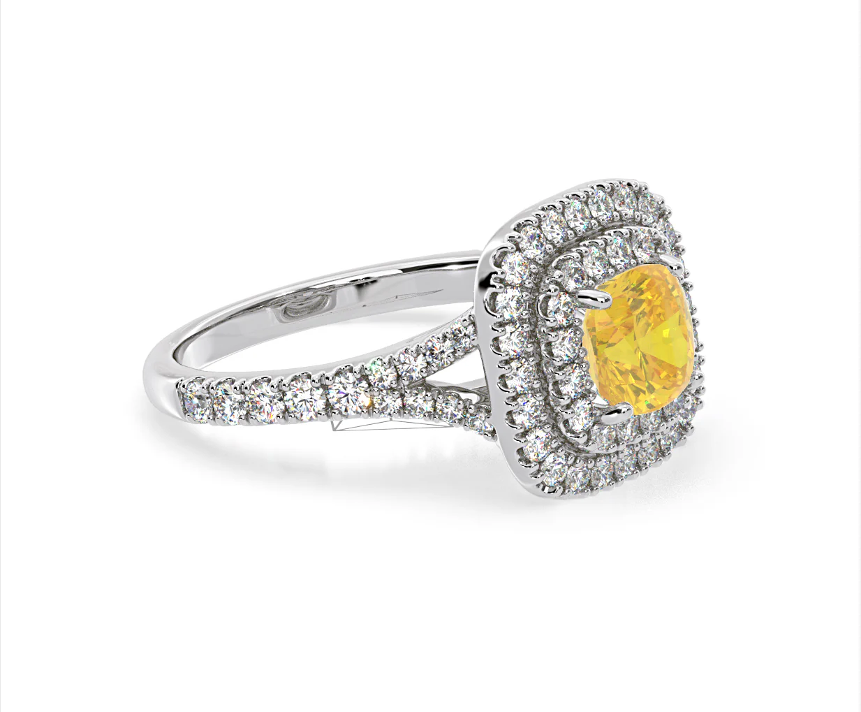 Anastasia Yellow Lab Diamond 1.65ct Halo Ring in 18K White Gold - Elara Collection - Image 78