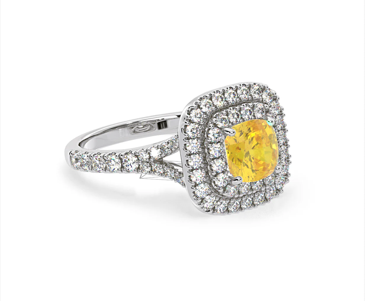 Anastasia Yellow Lab Diamond 1.65ct Halo Ring in 18K White Gold - Elara Collection - Image 81