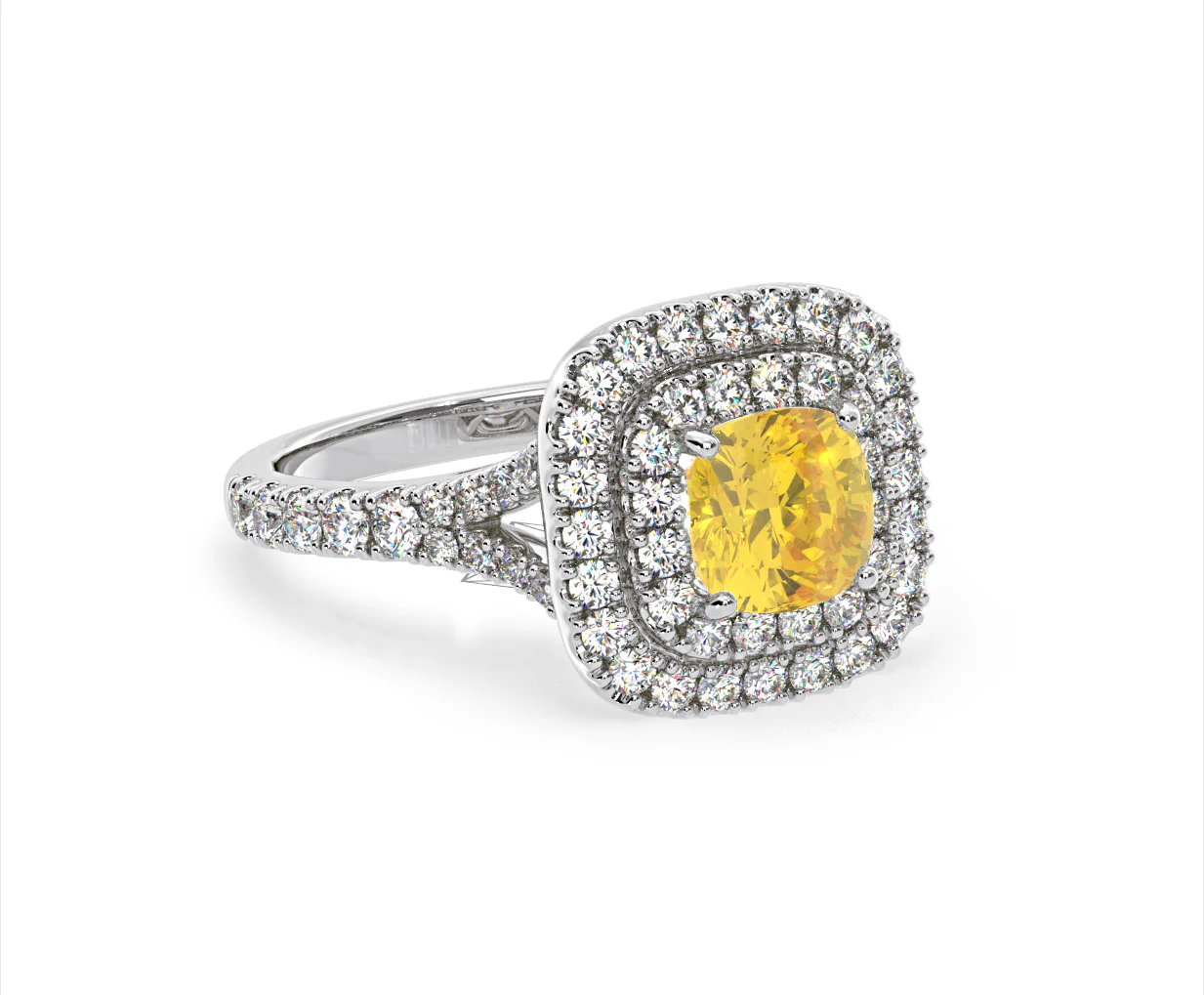 Anastasia Yellow Lab Diamond 1.65ct Halo Ring in 18K White Gold - Elara Collection - Image 83