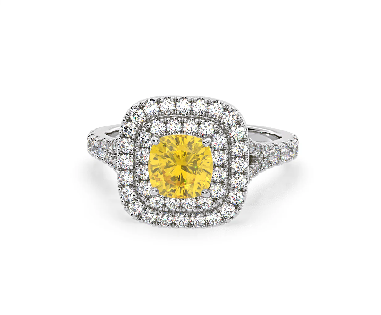 Anastasia Yellow Lab Diamond 1.65ct Halo Ring in Platinum - Elara Collection - Image 11
