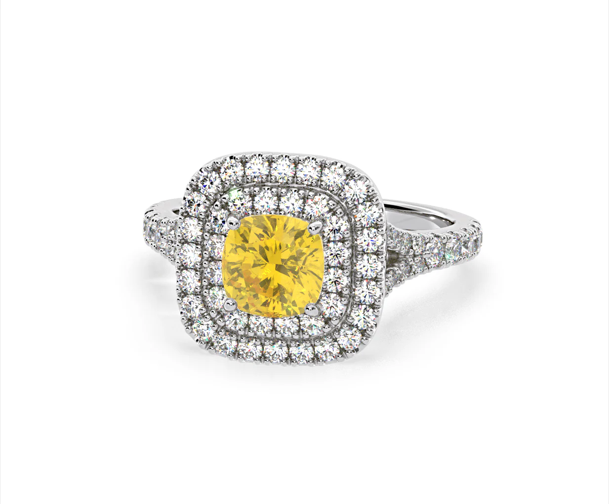 Anastasia Yellow Lab Diamond 1.65ct Halo Ring in Platinum - Elara Collection - Image 12