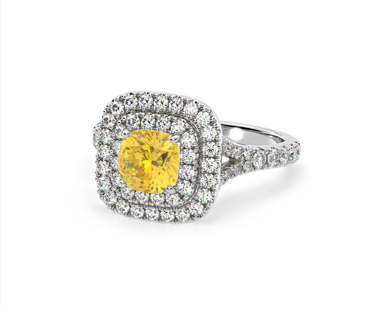 Anastasia Yellow Lab Diamond 1.65ct Halo Ring in Platinum - Elara Collection - Image 14