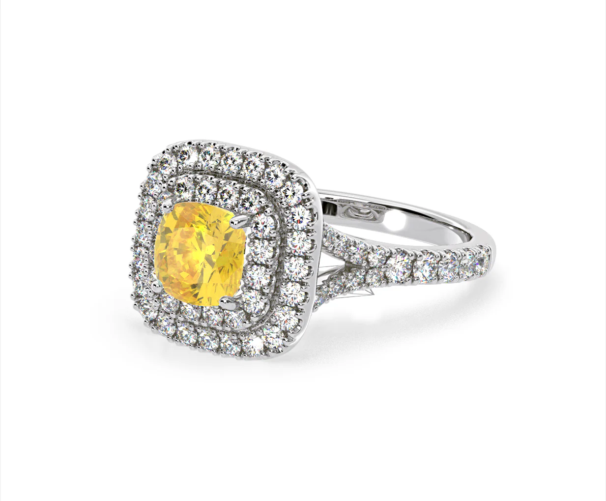Anastasia Yellow Lab Diamond 1.65ct Halo Ring in Platinum - Elara Collection - Image 17