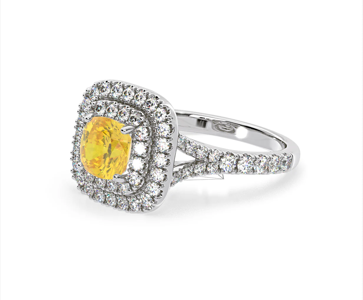 Anastasia Yellow Lab Diamond 1.65ct Halo Ring in Platinum - Elara Collection - Image 19