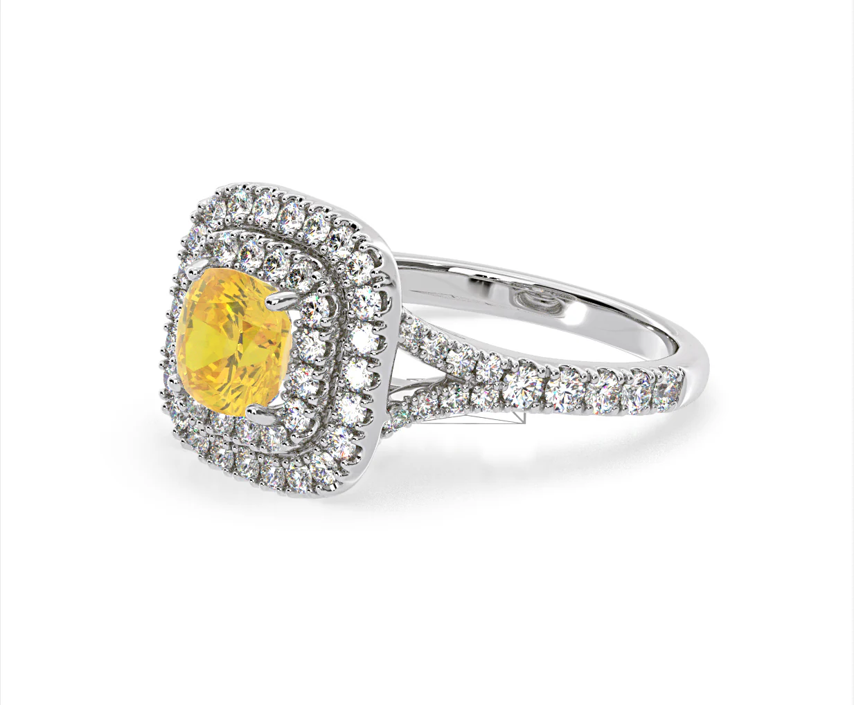 Anastasia Yellow Lab Diamond 1.65ct Halo Ring in Platinum - Elara Collection - Image 20
