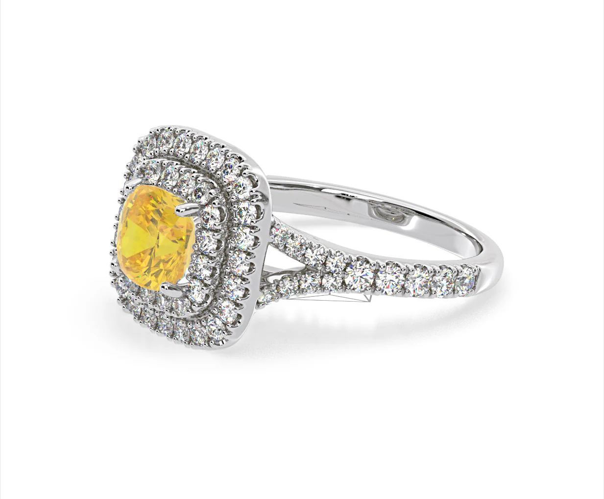 Anastasia Yellow Lab Diamond 1.65ct Halo Ring in Platinum - Elara Collection - Image 21