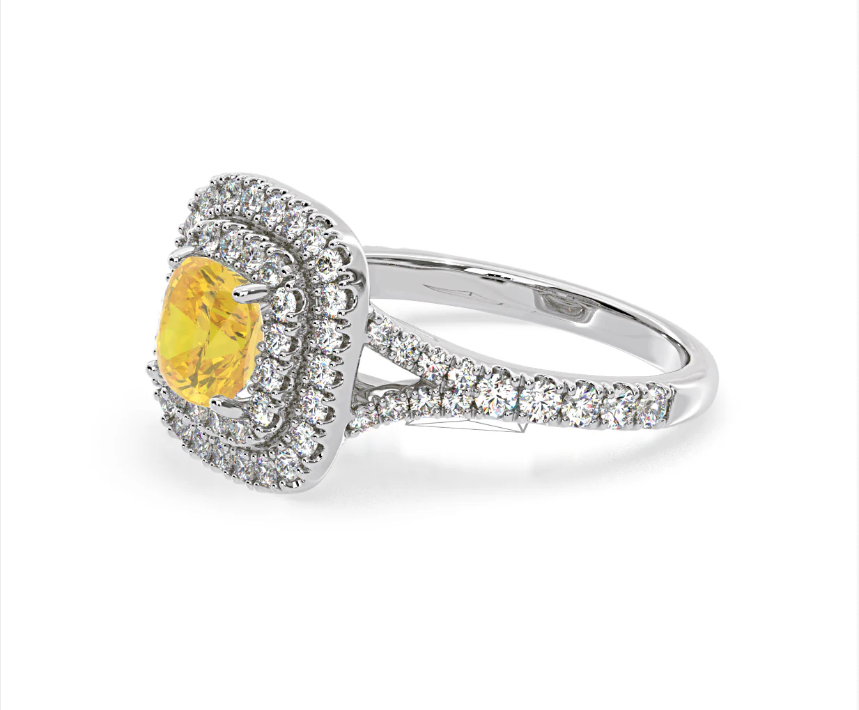 Anastasia Yellow Lab Diamond 1.65ct Halo Ring in Platinum - Elara Collection - Image 22