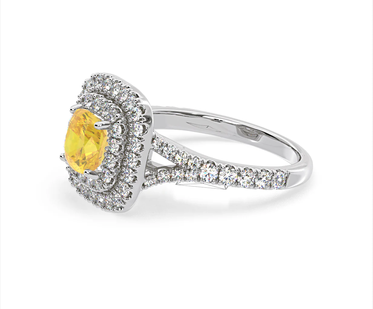 Anastasia Yellow Lab Diamond 1.65ct Halo Ring in Platinum - Elara Collection - Image 23