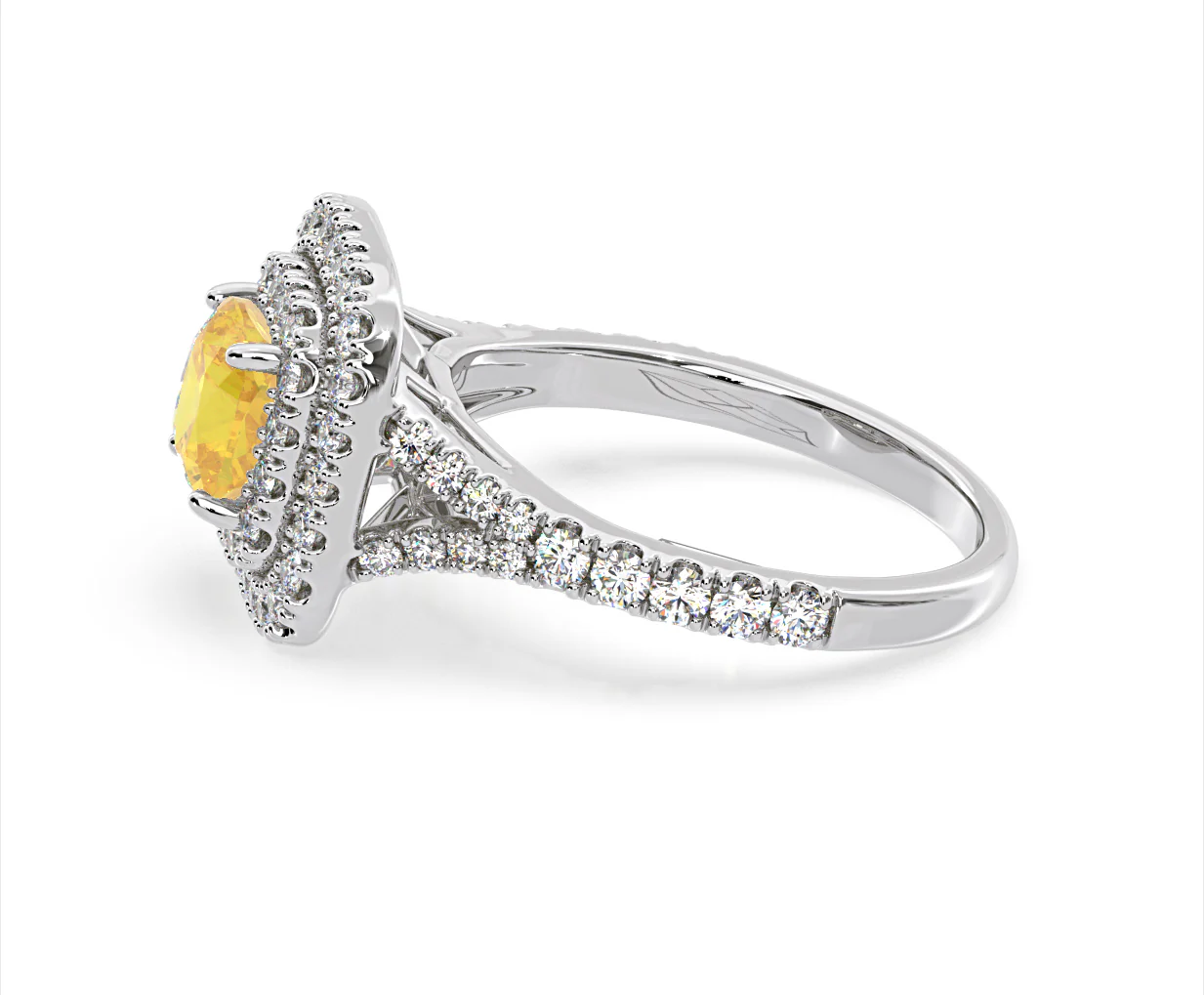 Anastasia Yellow Lab Diamond 1.65ct Halo Ring in Platinum - Elara Collection - Image 28
