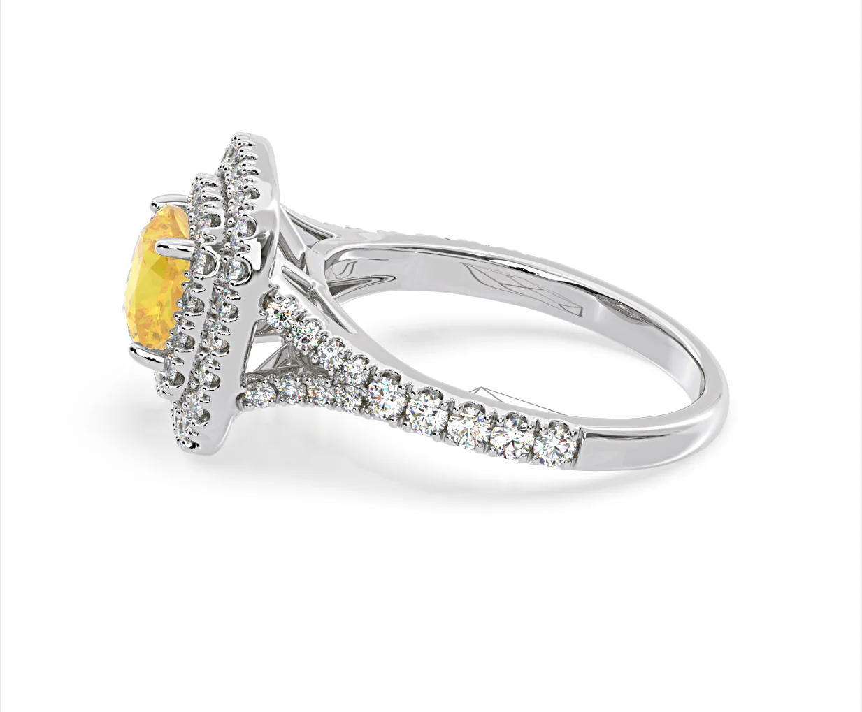 Anastasia Yellow Lab Diamond 1.65ct Halo Ring in Platinum - Elara Collection - Image 29