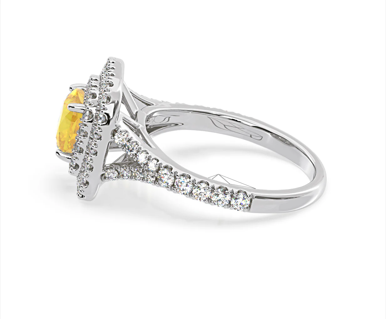 Anastasia Yellow Lab Diamond 1.65ct Halo Ring in Platinum - Elara Collection - Image 30