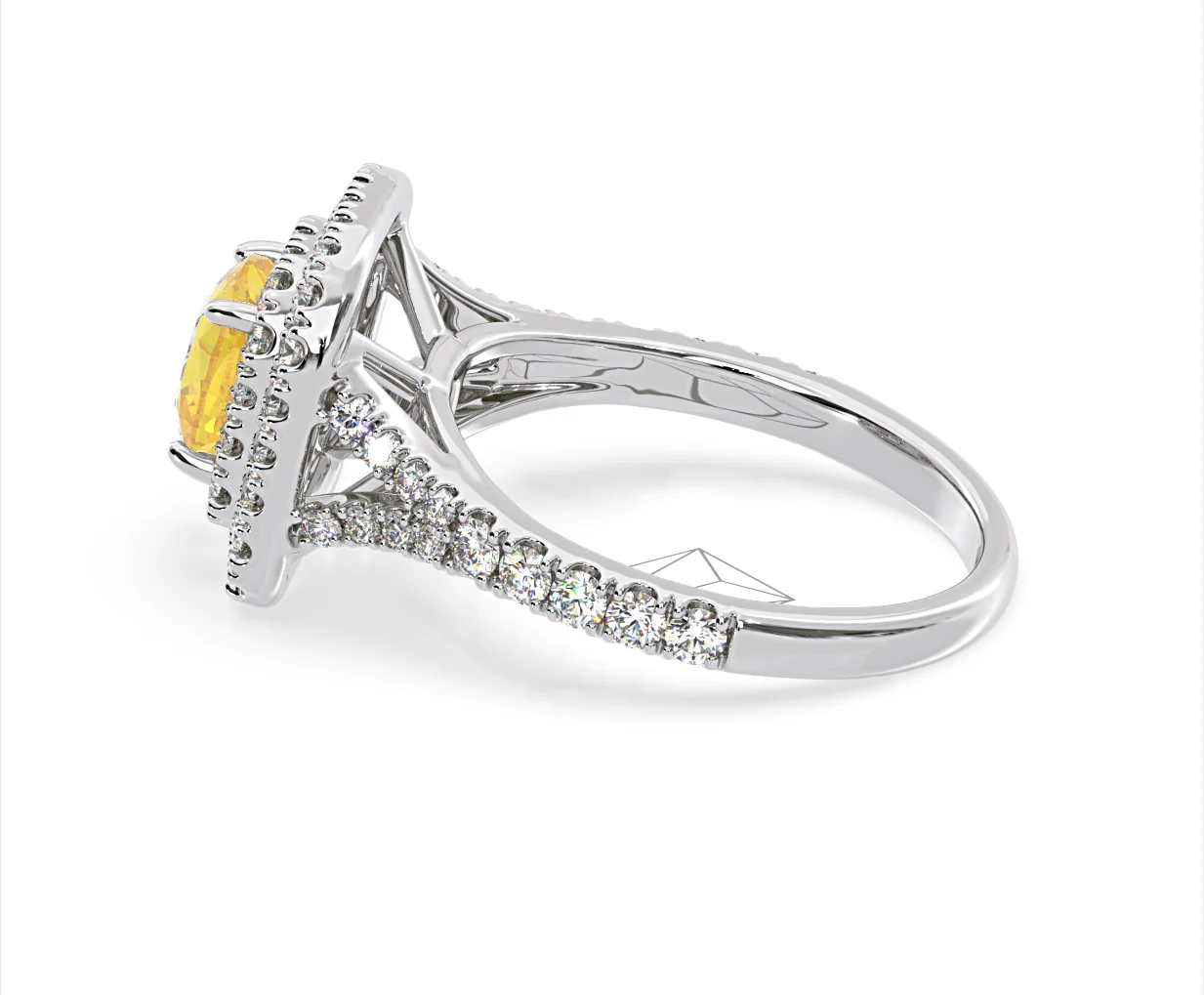 Anastasia Yellow Lab Diamond 1.65ct Halo Ring in Platinum - Elara Collection - Image 32
