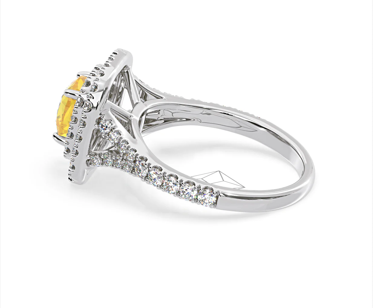 Anastasia Yellow Lab Diamond 1.65ct Halo Ring in Platinum - Elara Collection - Image 33