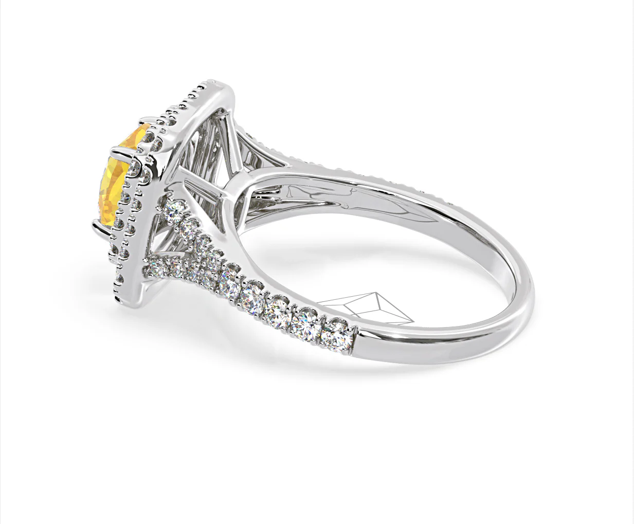 Anastasia Yellow Lab Diamond 1.65ct Halo Ring in Platinum - Elara Collection - Image 34