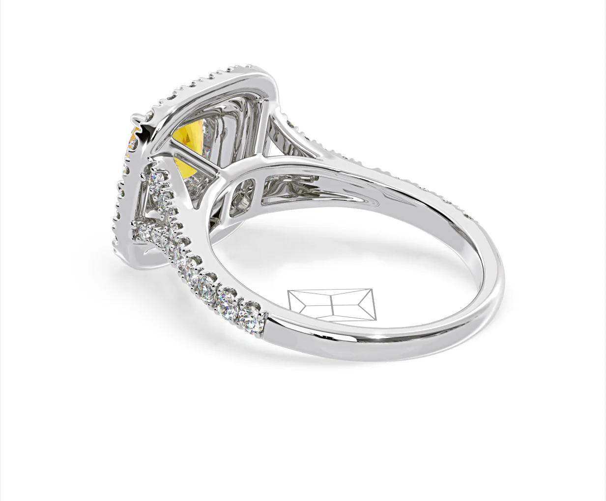 Anastasia Yellow Lab Diamond 1.65ct Halo Ring in Platinum - Elara Collection - Image 39