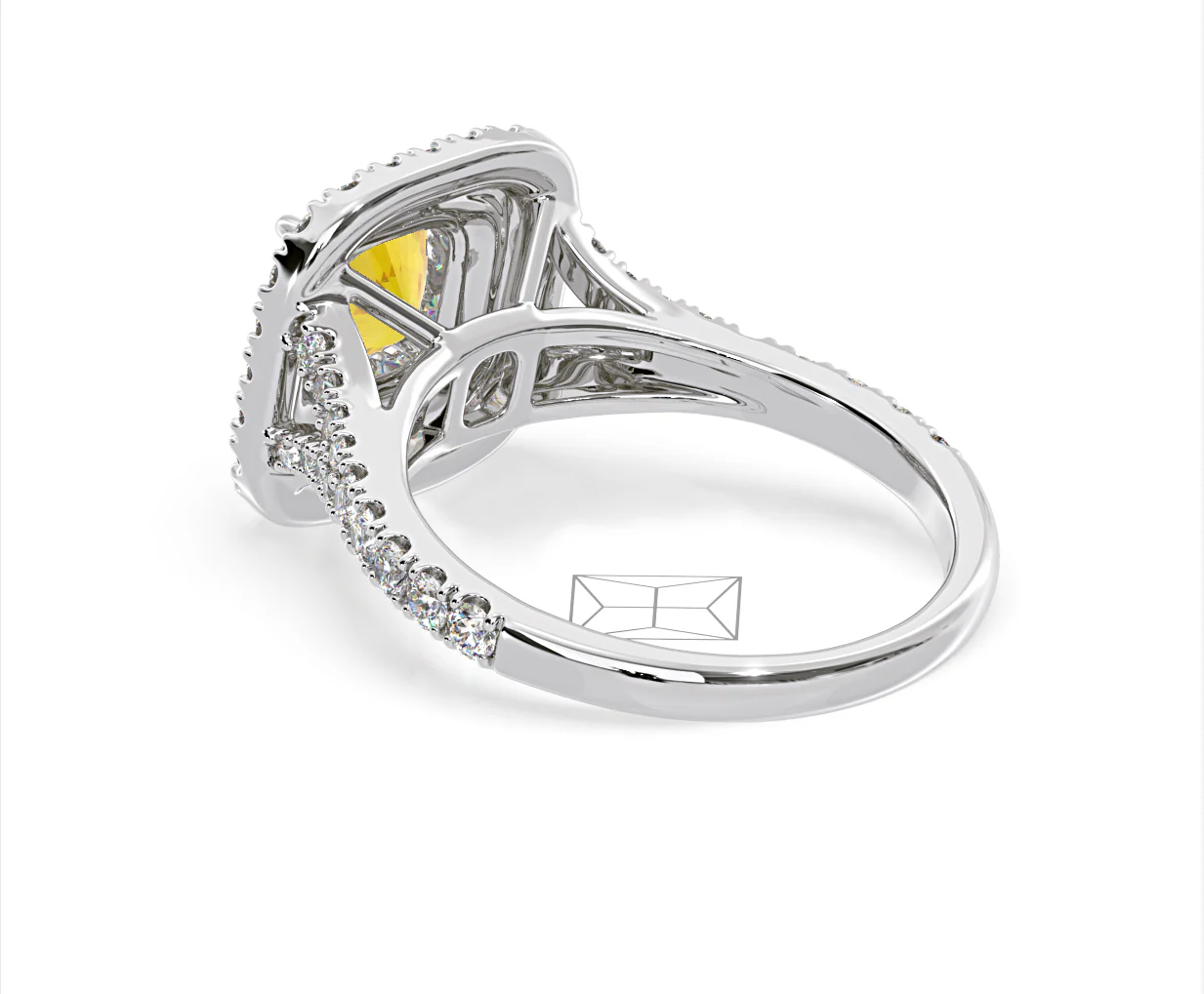 Anastasia Yellow Lab Diamond 1.65ct Halo Ring in Platinum - Elara Collection - Image 40