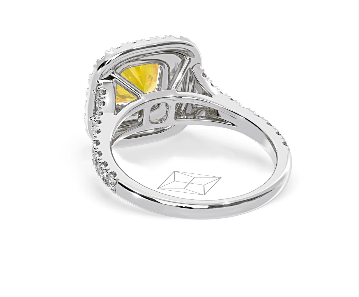 Anastasia Yellow Lab Diamond 1.65ct Halo Ring in Platinum - Elara Collection - Image 44