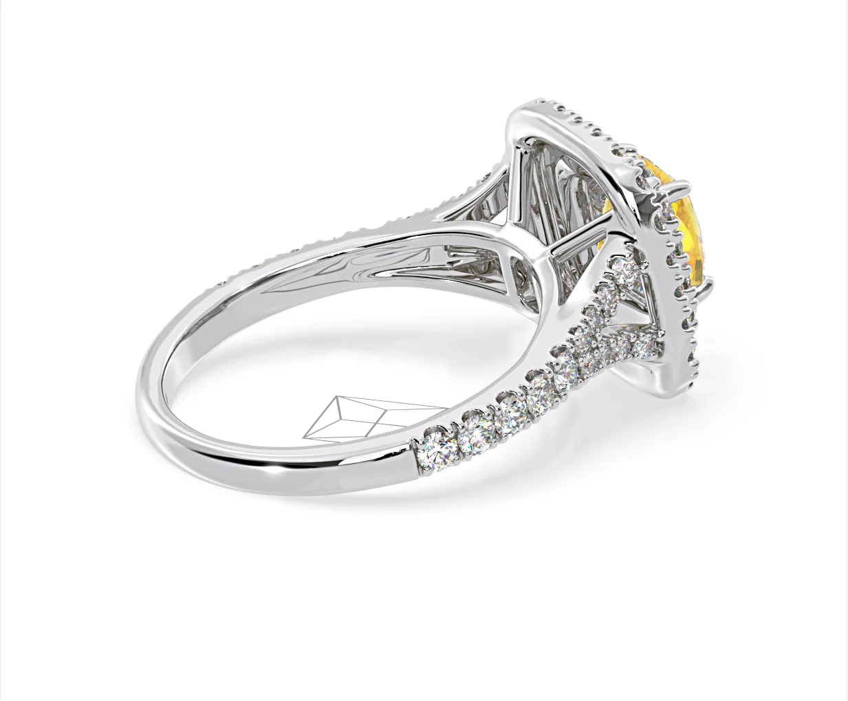 Anastasia Yellow Lab Diamond 1.65ct Halo Ring in Platinum - Elara Collection - Image 63
