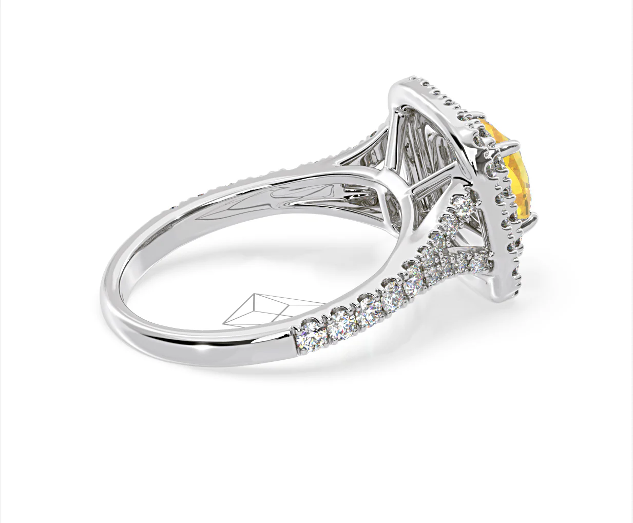 Anastasia Yellow Lab Diamond 1.65ct Halo Ring in Platinum - Elara Collection - Image 64