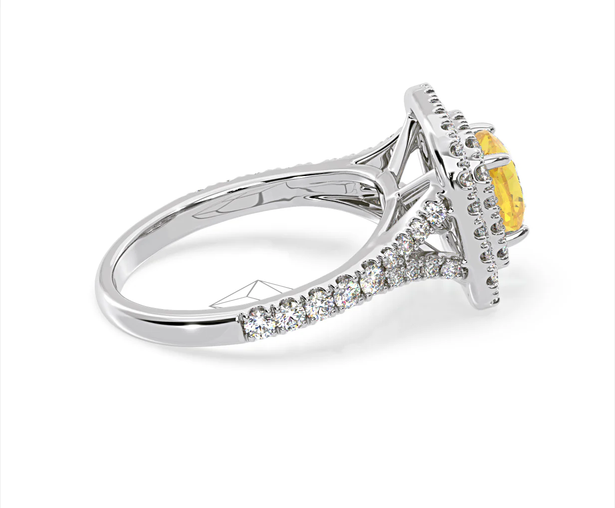 Anastasia Yellow Lab Diamond 1.65ct Halo Ring in Platinum - Elara Collection - Image 67