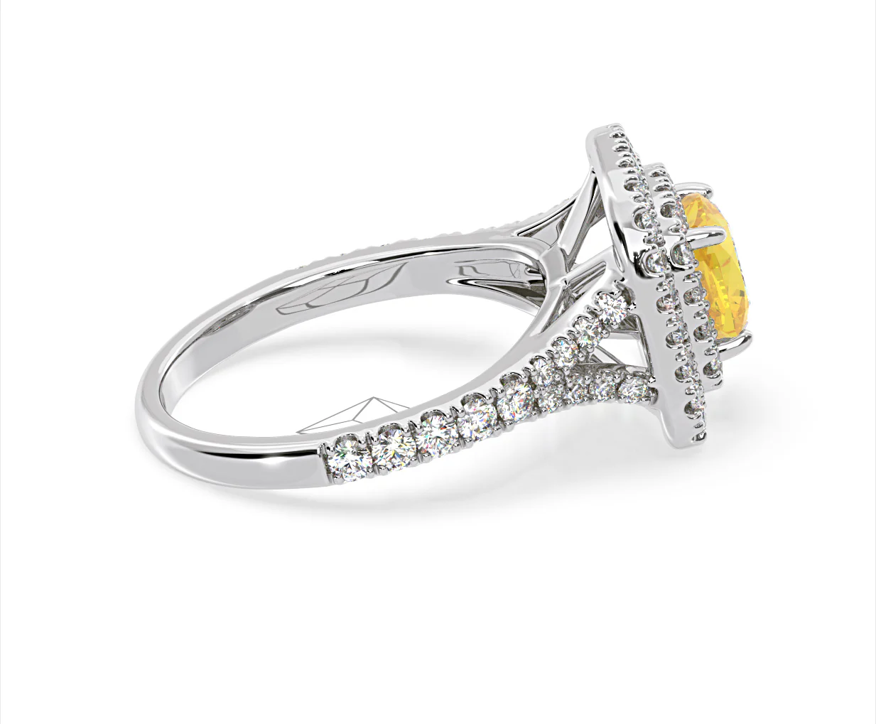 Anastasia Yellow Lab Diamond 1.65ct Halo Ring in Platinum - Elara Collection - Image 68