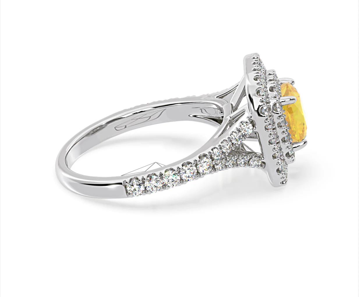 Anastasia Yellow Lab Diamond 1.65ct Halo Ring in Platinum - Elara Collection - Image 69
