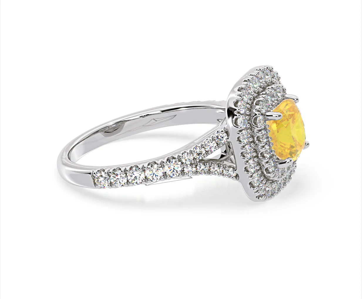 Anastasia Yellow Lab Diamond 1.65ct Halo Ring in Platinum - Elara Collection - Image 74