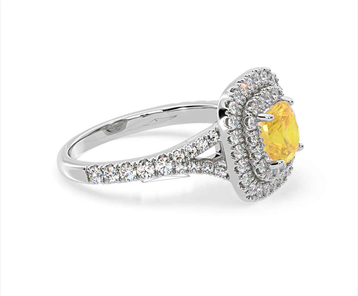 Anastasia Yellow Lab Diamond 1.65ct Halo Ring in Platinum - Elara Collection - Image 75