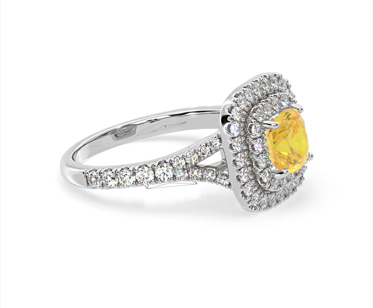 Anastasia Yellow Lab Diamond 1.65ct Halo Ring in Platinum - Elara Collection - Image 76