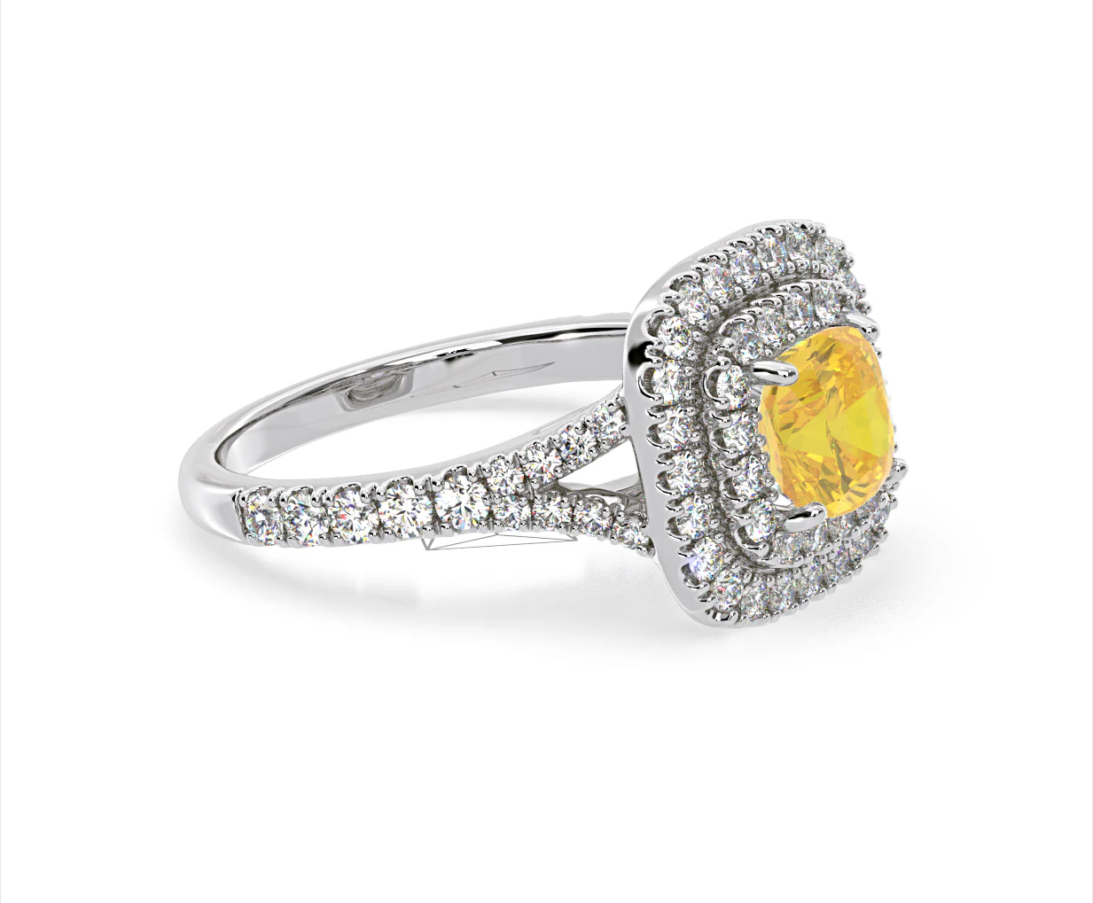 Anastasia Yellow Lab Diamond 1.65ct Halo Ring in Platinum - Elara Collection - Image 77